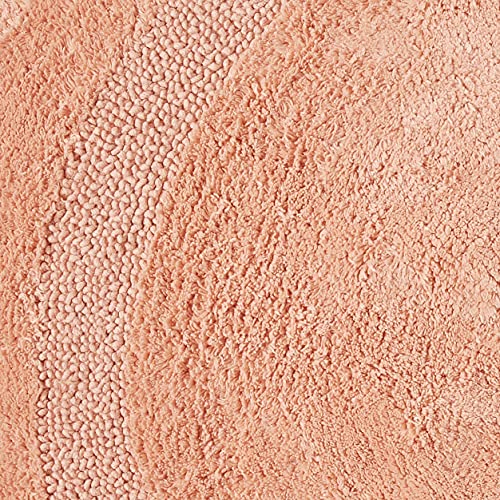 Saffron Fabs Bath Rug Cotton 36 Inch Round, Reversible - Different Pattern On Both Sides, Coral, Hand Knitted Crochet Lace Border, Machine Washable #TOP4