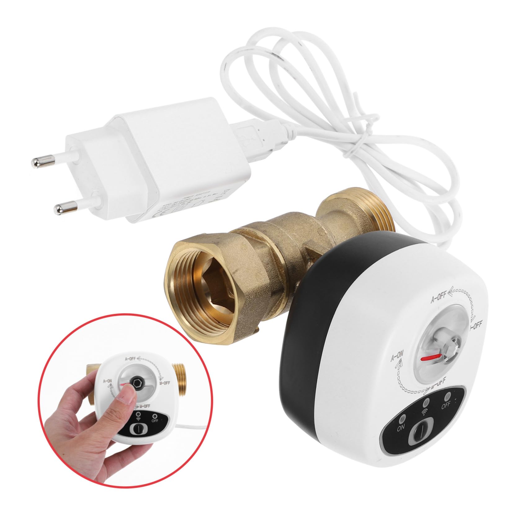 Válvula de Bola Eléctrica Inteligente Wifi Dn25, PC Abs de Color Blanco | Temporizador y Aviso de Alarma, Control Inalámbrico para Agua y Gas, Ajuste para Tuberías Exteriores