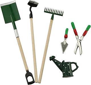 Tegg Miniature Dollhouse Garden Tools 6PCS Mini Doll House Working Accessories