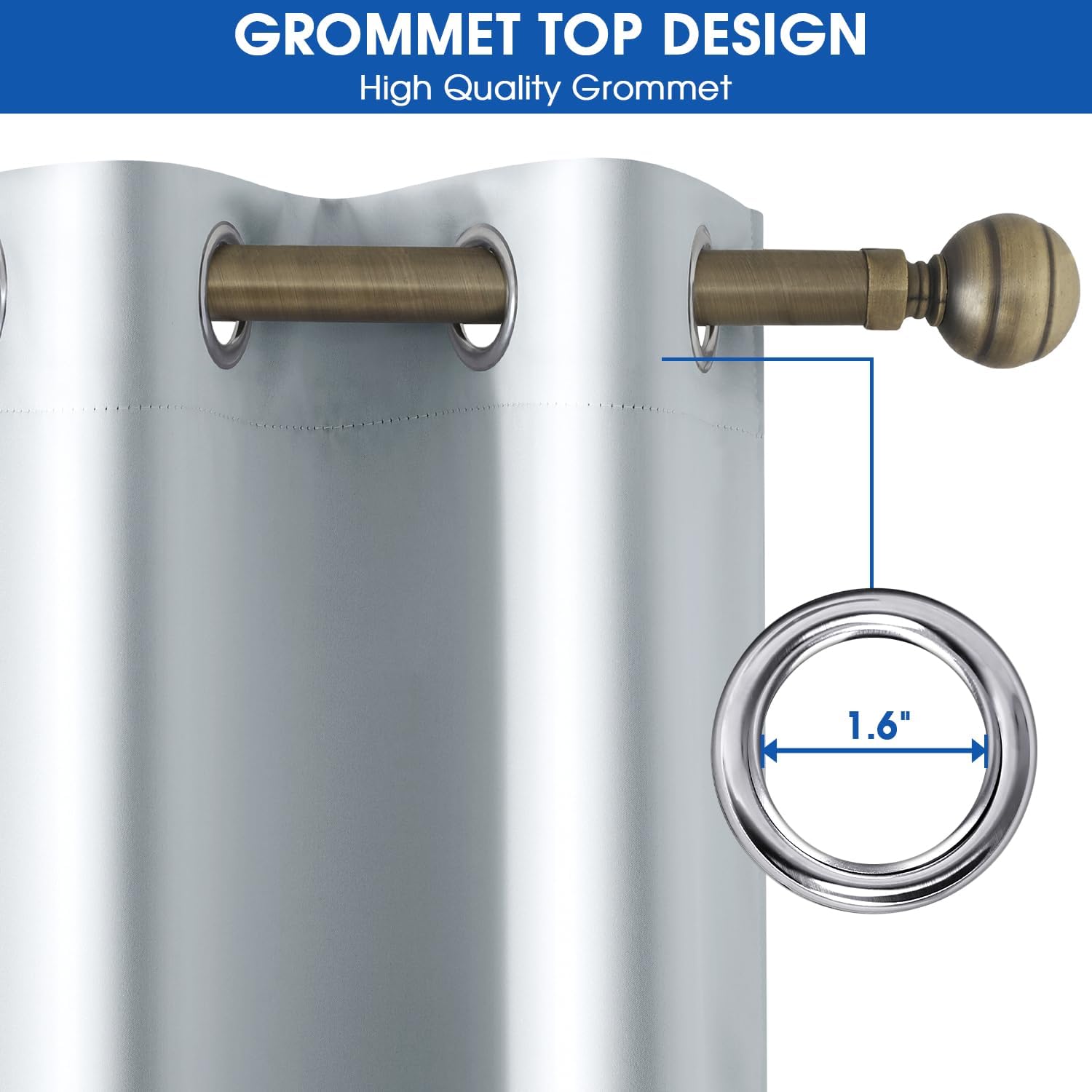 HOMEIDEAS 2 Panels Greyish White Faux Silk Blackout Curtains, 52 X 108 Inch Room Darkening Satin Thermal Insulated Window Drapes for Bedroom, Indoor, Nursery