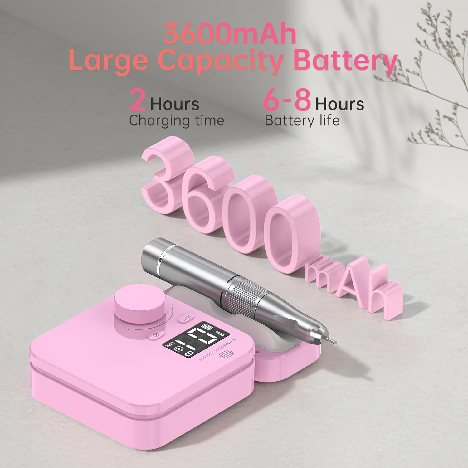 Rechargeable Nail Drill CHRISTINE SHELLY: 35000 PRM Electric Nail File, Professional Efile Nail Drill with Bits Kit for Acrylic Gel Polishing Removing