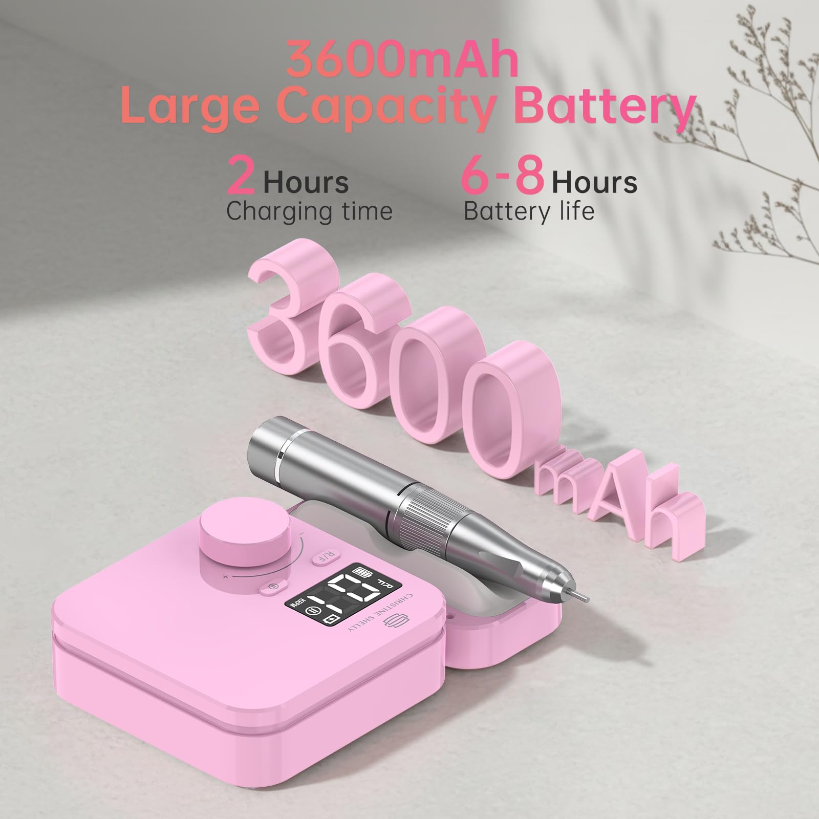 Elektrische Nagelfeile 35000RPM Super Leise Wiederaufladbare Nagelbohrer | CHRISTINE SHELLY Tragbare Nägel Politur Set Maniküre Pediküre Maschine Professionelle