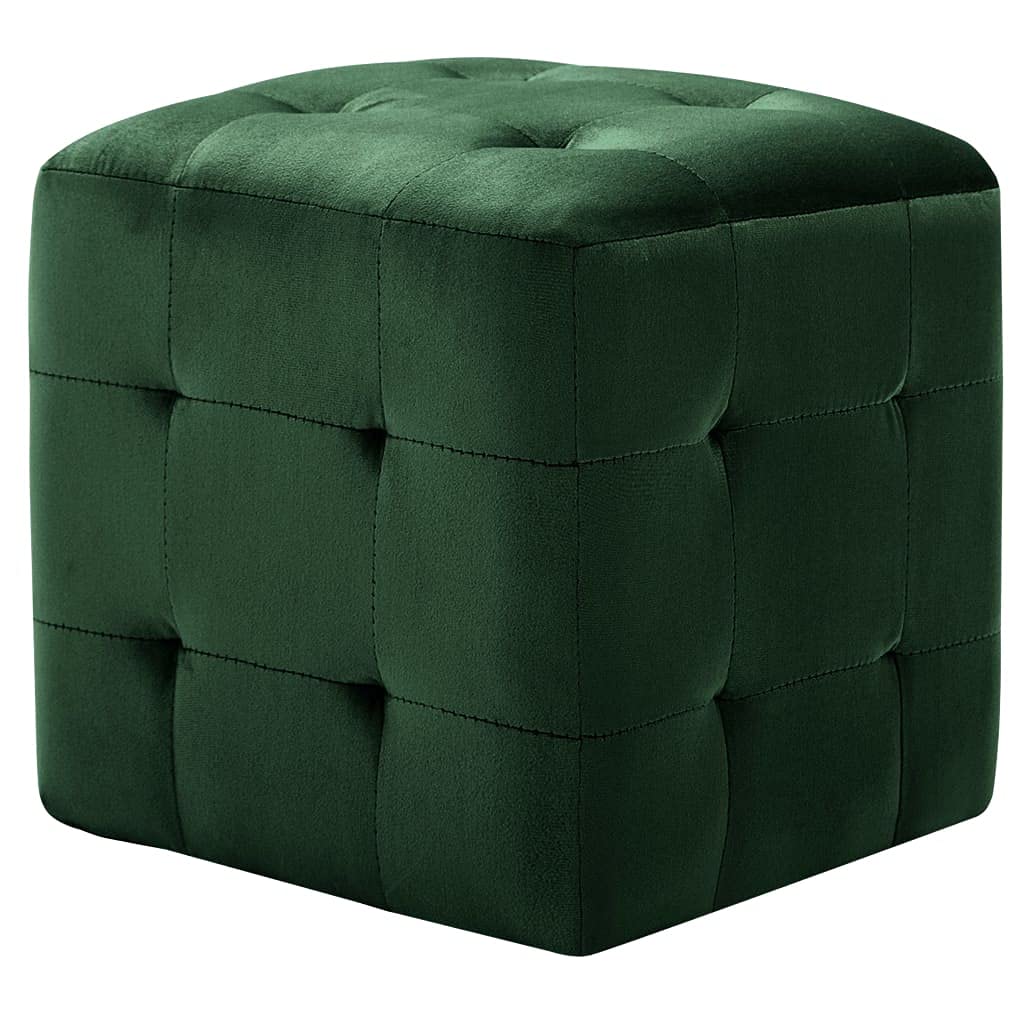 vidaXL 2 pcs Poufs Vert 30 x 30 x 30 cm Tissu Velours
