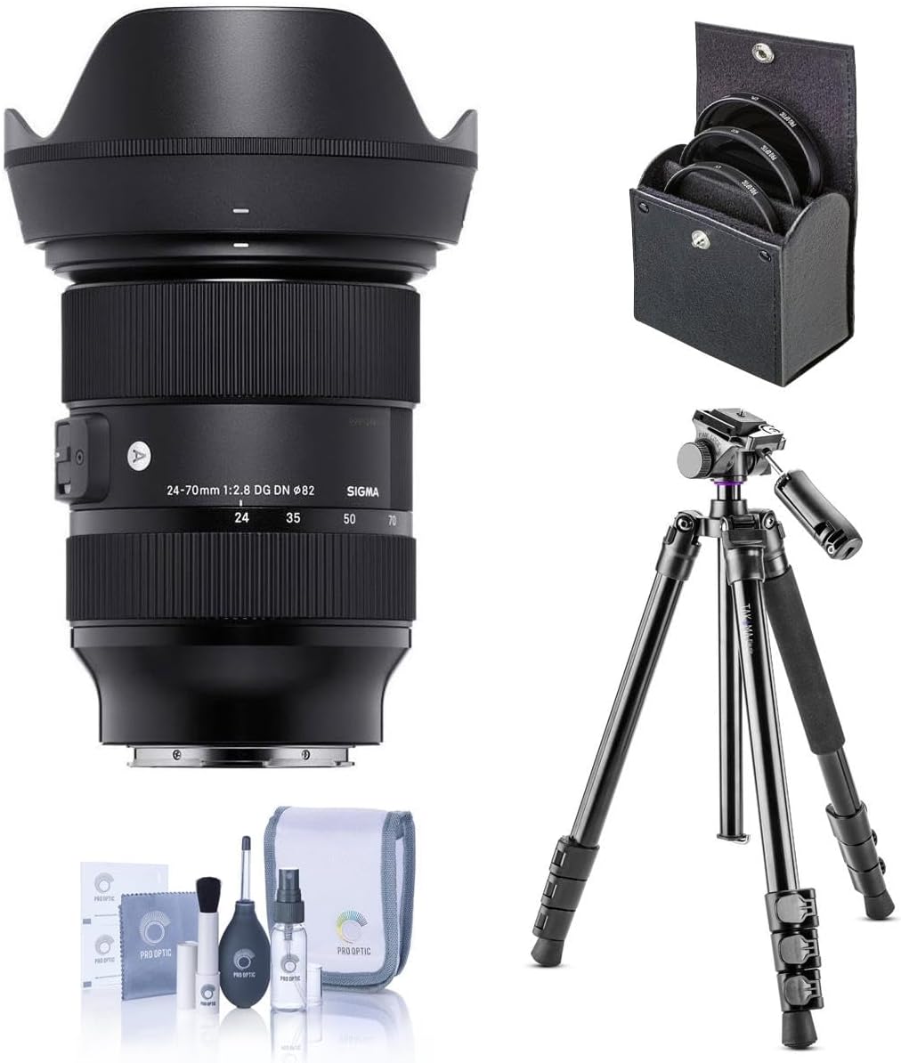 Sigma 24-70mm F2.8 DG DN Art Lens for Sony E, Bundle with Vanguard Alta Pro 264AT Tripod and Ball Head, Cleaning Kit, Cloth