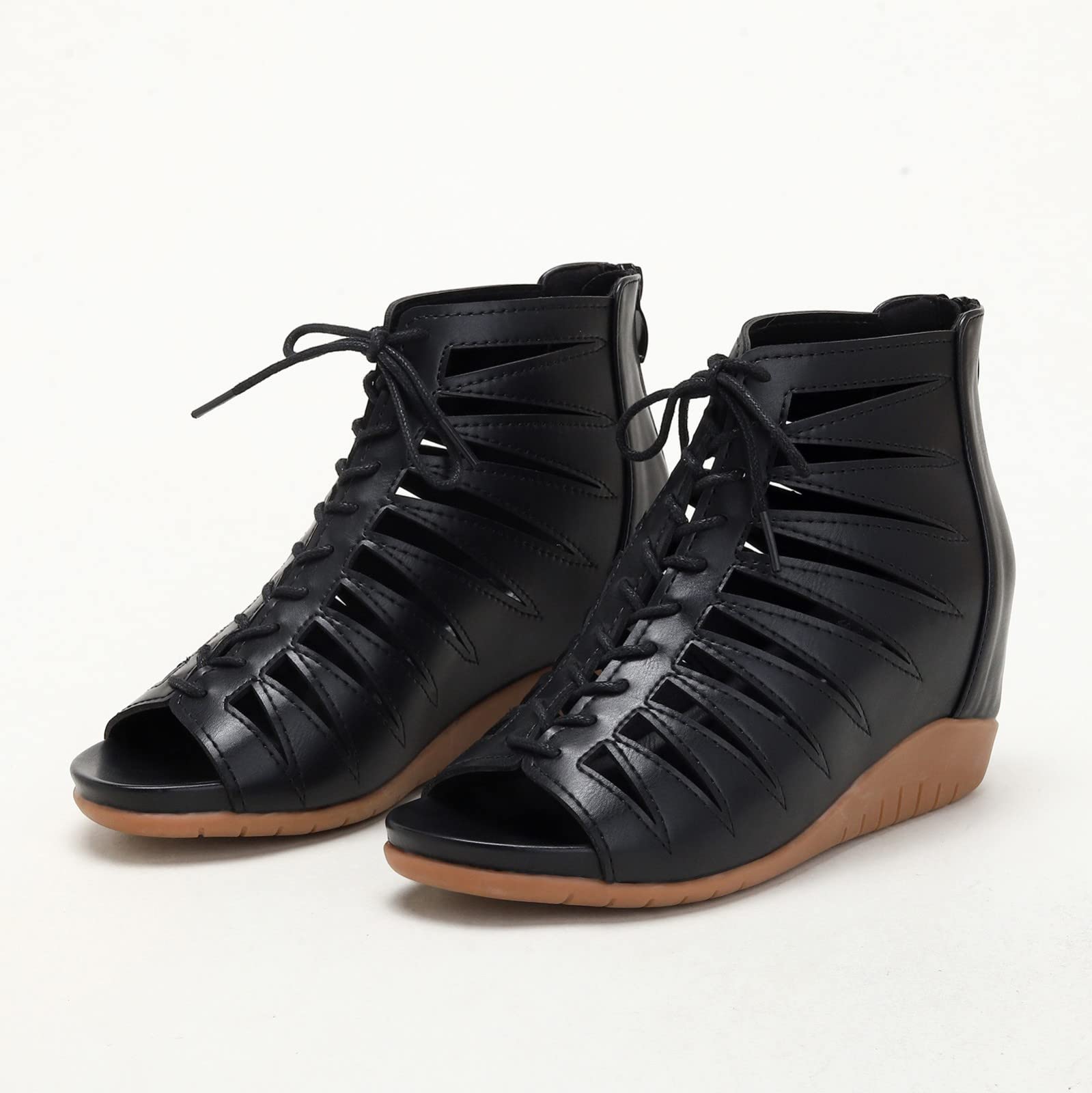 Genérico Cuñas Mujer Plataforma Sandalias Tacon Comodas Sandalias de Tacón de Cuña para Mujer,Bohemias Romanas Étnica Hueca para,Zapatos Playa Verano