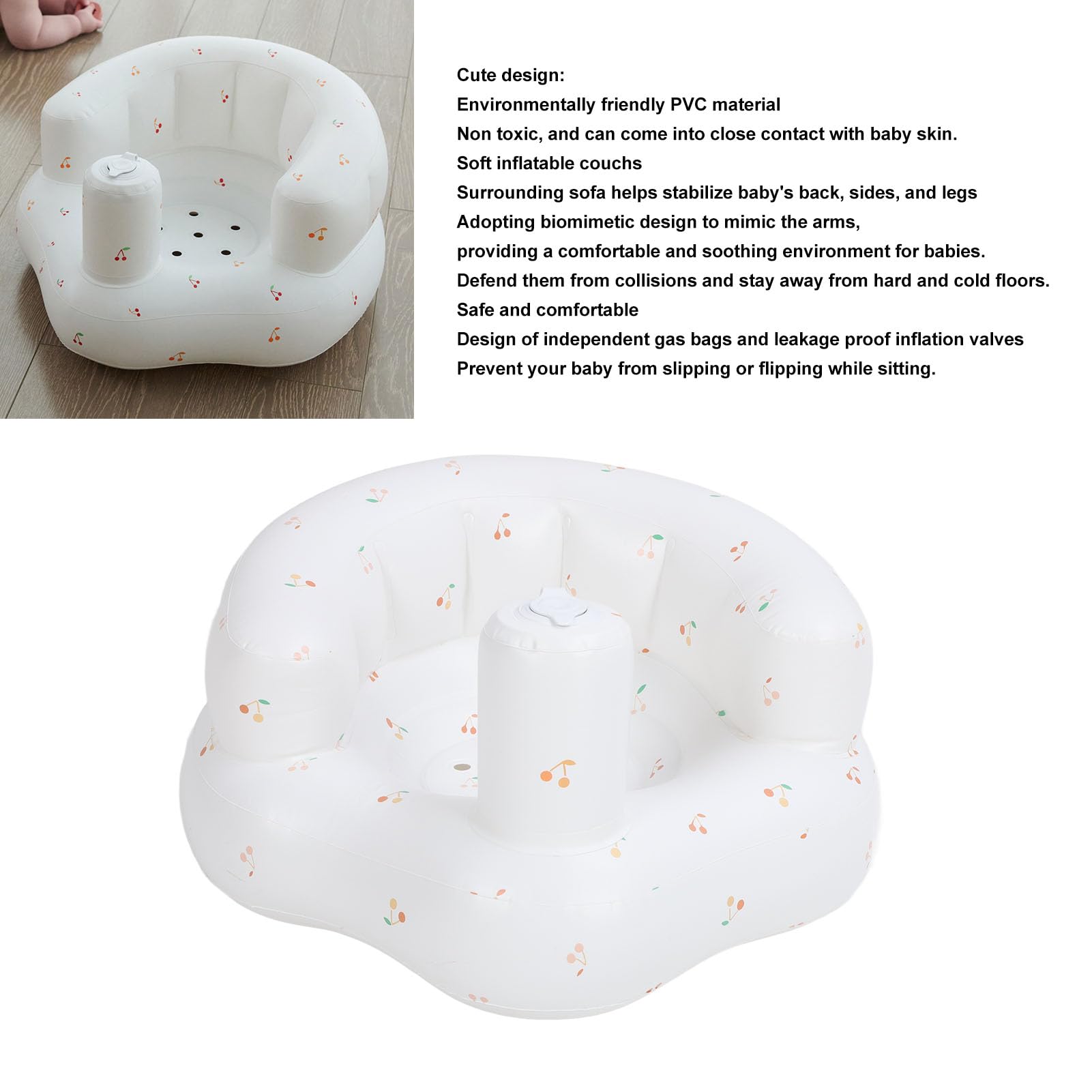 Baby Inflatable Seat, Baby Spine Inflatable Couch Chair PVC Comfortable Portable Baby Air Sofa for Home Lawn Beach