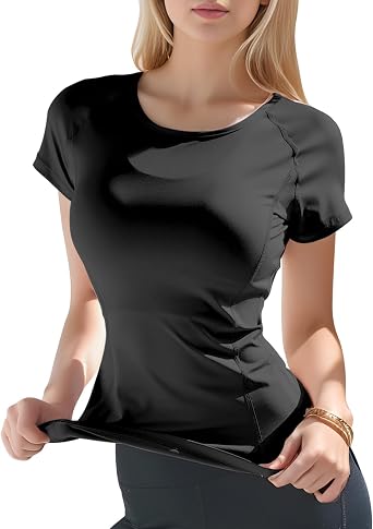 DREAM SLIM Women Long Sleeve Workout Shirts Girls Stretchy Slim Fit Yoga Gym Tops Mesh Back Running Sports Shirts ...