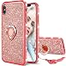 Maxdara Case for iPhone Xs Max Glitter Case Ring Grip Holder Kickstand with Bling Sparkle Diamond Rhinestone Protective Bumper Luxury Pretty Fashion Girls Women XS Max Case 6.5 inch (Red)