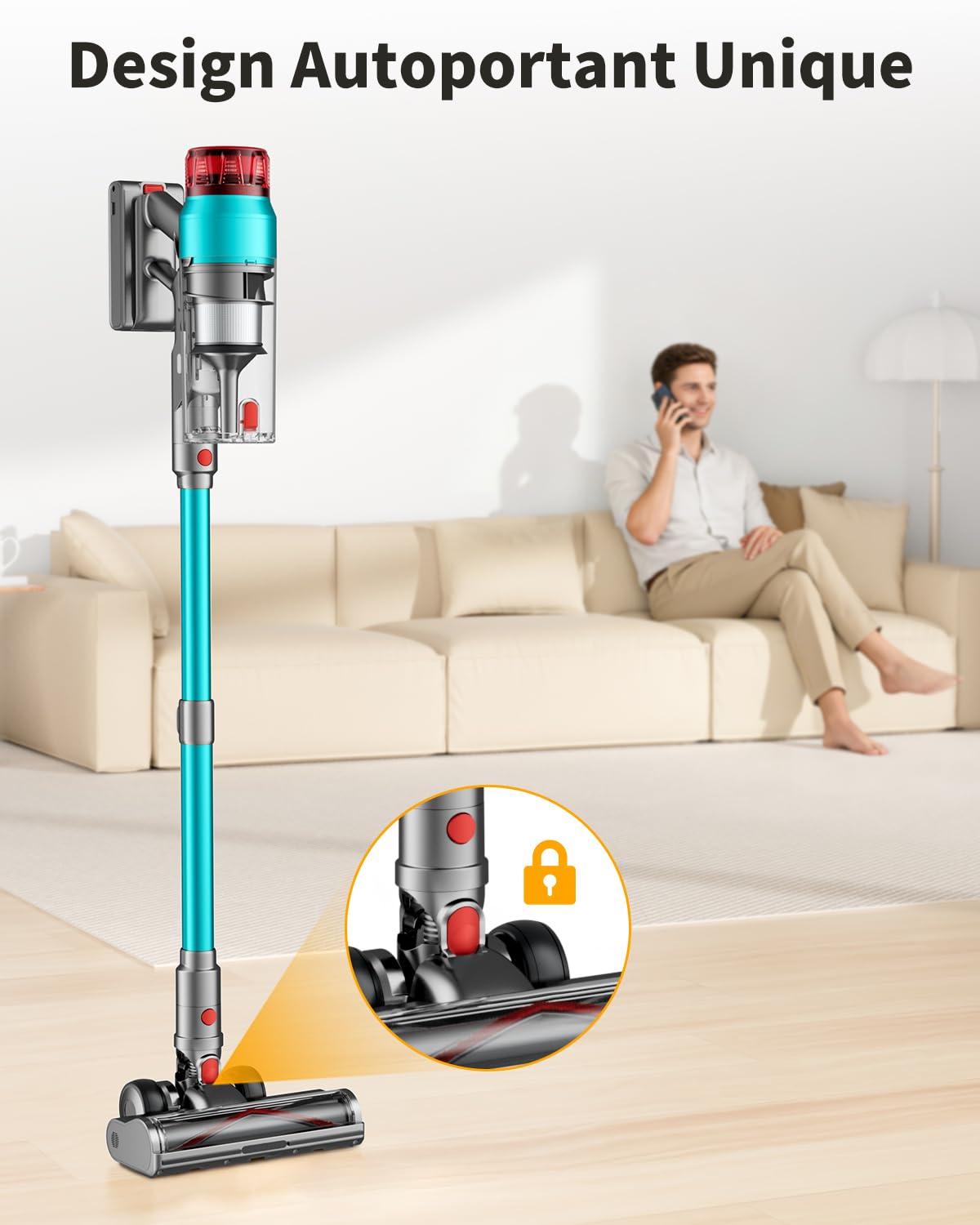 60KPa/600W Aspiradora sin Cable, Aspiradora Fregadora Sin Cable Potente hasta 75Mins, con Carga de Pared Smart Screen, Cepillo Antienredos, Alfombra Pelo Mascota Suelo Sofá (Morado) (Verde) (Verde)