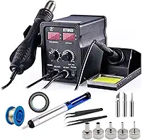 Estação de Retrabalho 2 em 1 8786D | Ferro de Solda 75W + Pistola de Ar Quente 750W | Display Digital com Controle PID | Antiestática para Reparo BGA IC SMD | Fluxo 120L/min e Modo Sleep (220, Volts)