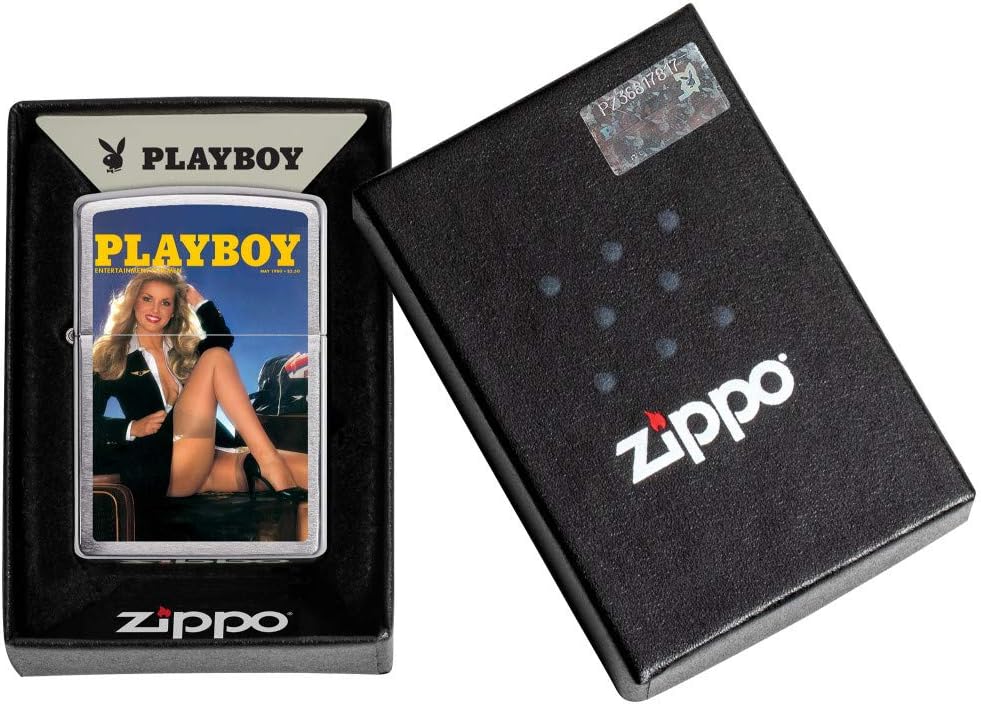 Zippo Playboy Cover May 1980 Pocket Lighter, Brushed Chrome, One Size