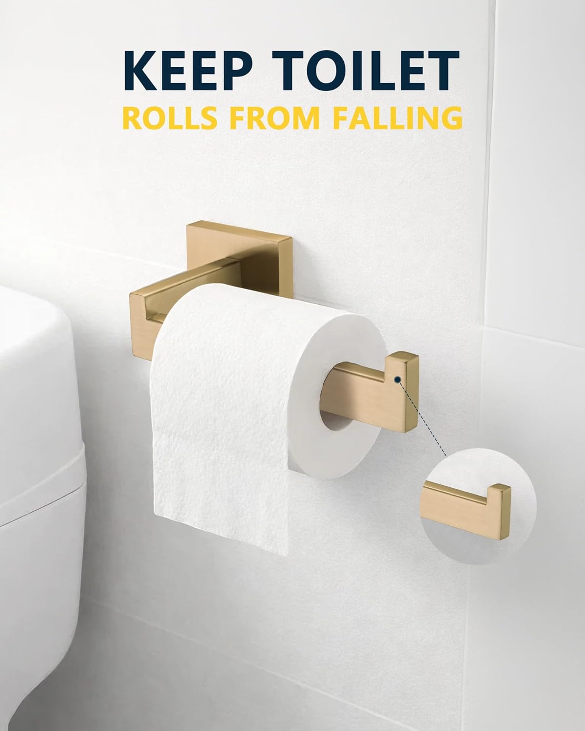 Toilet Paper Holder, Compatible with Champagne Bronze Bathroom Toilet Paper Roll Holder, Premium SUS304 Stainless Steel, Rustproof Wall-Mounted Design for Bathroom, Kitchen, Washroom