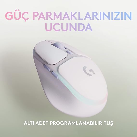 Logitech G705 Aurora Wireless Gaming Mouse, Customizable LIGHTSYNC RGB Lighting, Lightspeed Wireless, Bluetooth Connection, Lightweight, Compatible with PC/Mac/Laptop, White
