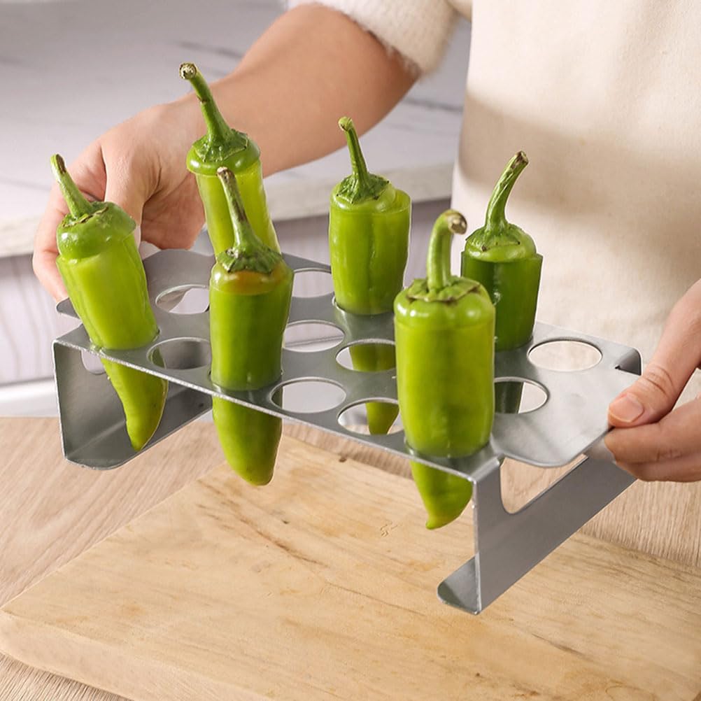 2pcs Chili Grill Chicken Drumstick Holder Chili Rack with Handle Chili Pepper Holder Fish Grilling Rack for Grill Jalapeno Peppers Chipotle Grill Rack Oven Grill Rack Roasting Rack