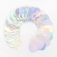 Vista 3 de Guirnalda iridiscente de anillo de corazón iridiscente de 52 pies para decoración de despedida de soltera de compromiso, pancarta holográfica