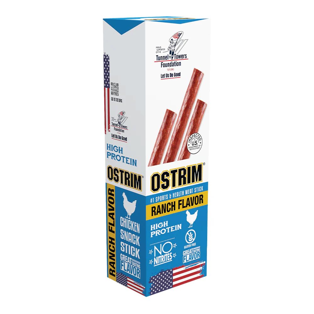 Ostrim (1.5oz) Chicken High Protein Snack Stick, Ranch Flavor, (Pack of 10)