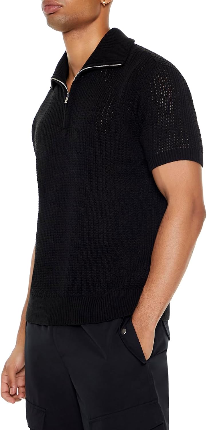 Forever 21 Men's Sweater-Knit Half-Zip Shirt