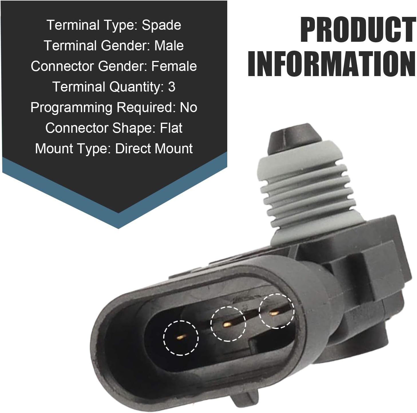 WZP Fuel Tank Pressure Sensor, Replace OEM# 16196060 16238399 9377680 09377680, Car Puel Pump Tank Evap Pressure Sensor, Compatible with Delphi III, Fit for Most Vehicles (Black)