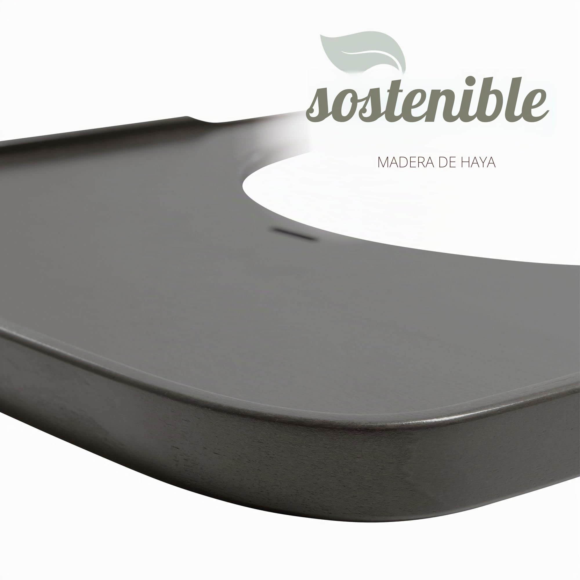 hauck Bandeja Trona Madera de Haya Certificada FSC® para Alpha Plus y Beta Plus - Accesorio Trona Evolutiva Comer con Borde Elevado - Tablero Superficie lisa - para Niños de 6-36 Meses - Charcoal