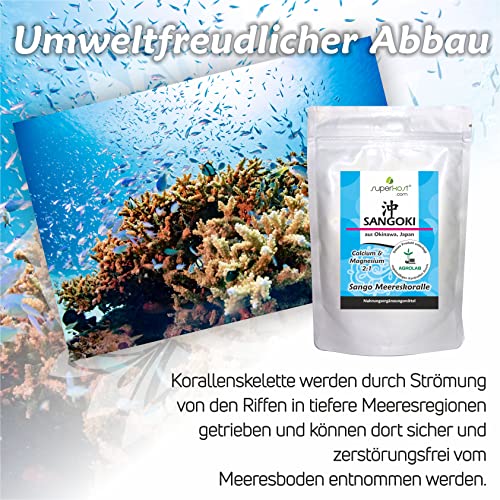 Sango Meereskoralle Pulver mit Calcium und Magnesium im Verhältnis 2:1