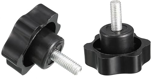 Vista 18 de uxcell Pomo de tornillo de sujeción, 1.496 in de diámetro con forma hexagonal de ciruela, perilla de estrella M8 x 1.181 in, rosca macho, 4