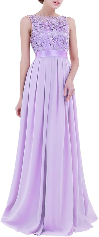 Alvivi Womens Crochet Floral Lace Long Wedding Bridesmaid A-Line Dress Evening Party Prom Maxi Gown