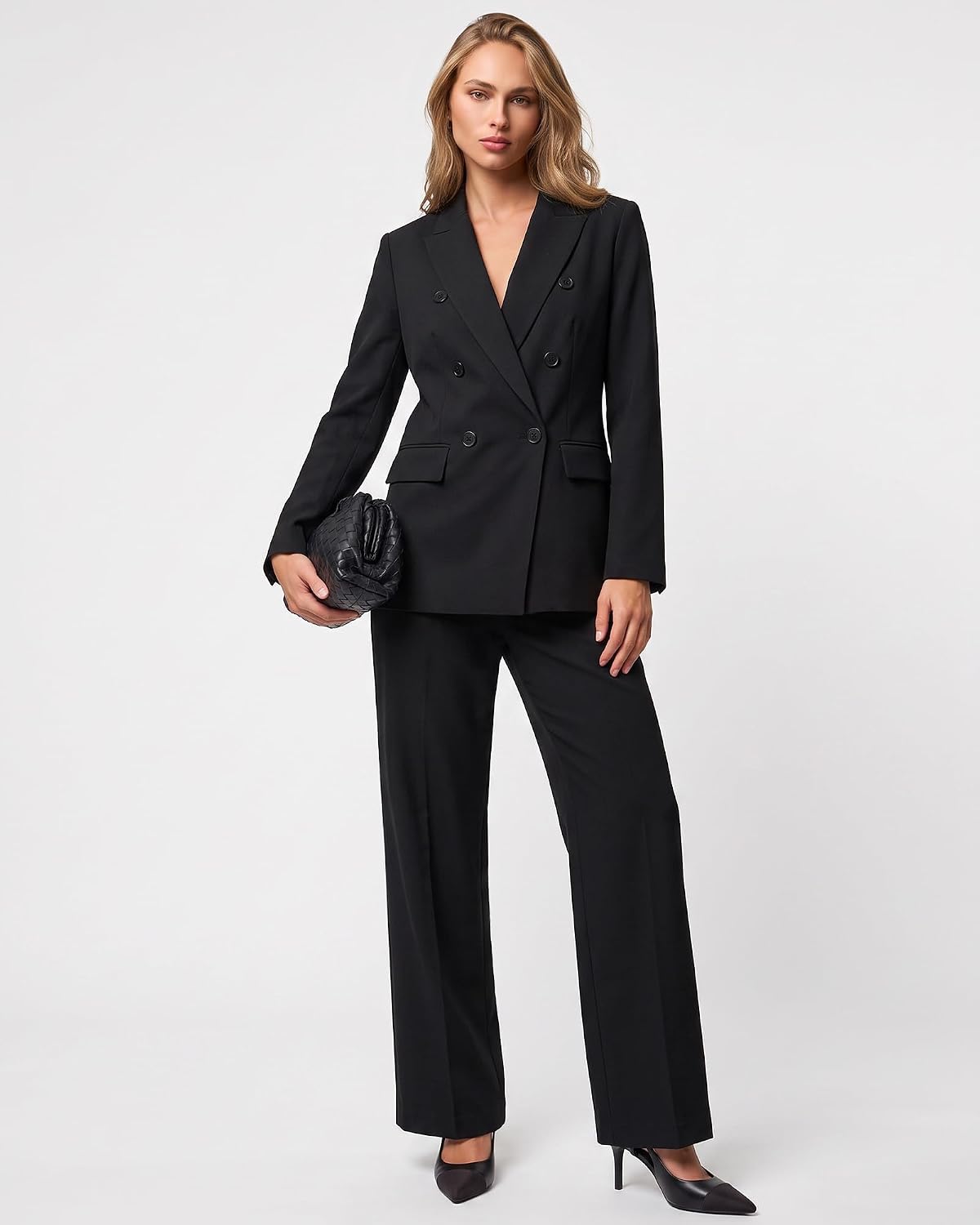 luvamia Pants Suits Women 2 Piece Double Breasted Business Casual Outfits
