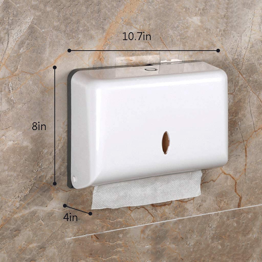 Toallas Despachador Dispensador de toallas de papel montado en la pared, dispensador de toallas de mano impermeable, soportes de toallas de papel de gran capacidad sin perforación para baño práctico