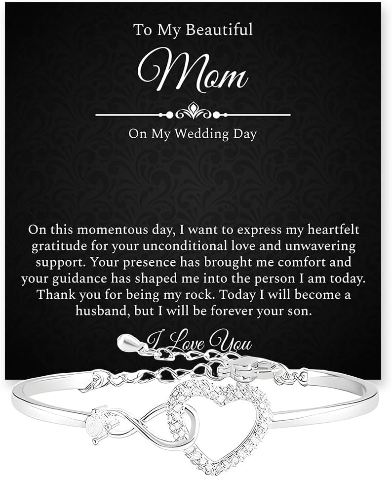 To My Mother Of The Groom Bracelet From Son, Mom of Groom Wedding Gift, Bracelet For Mother On Wedding Day with Message Card and Box, Gift For Mom from Son