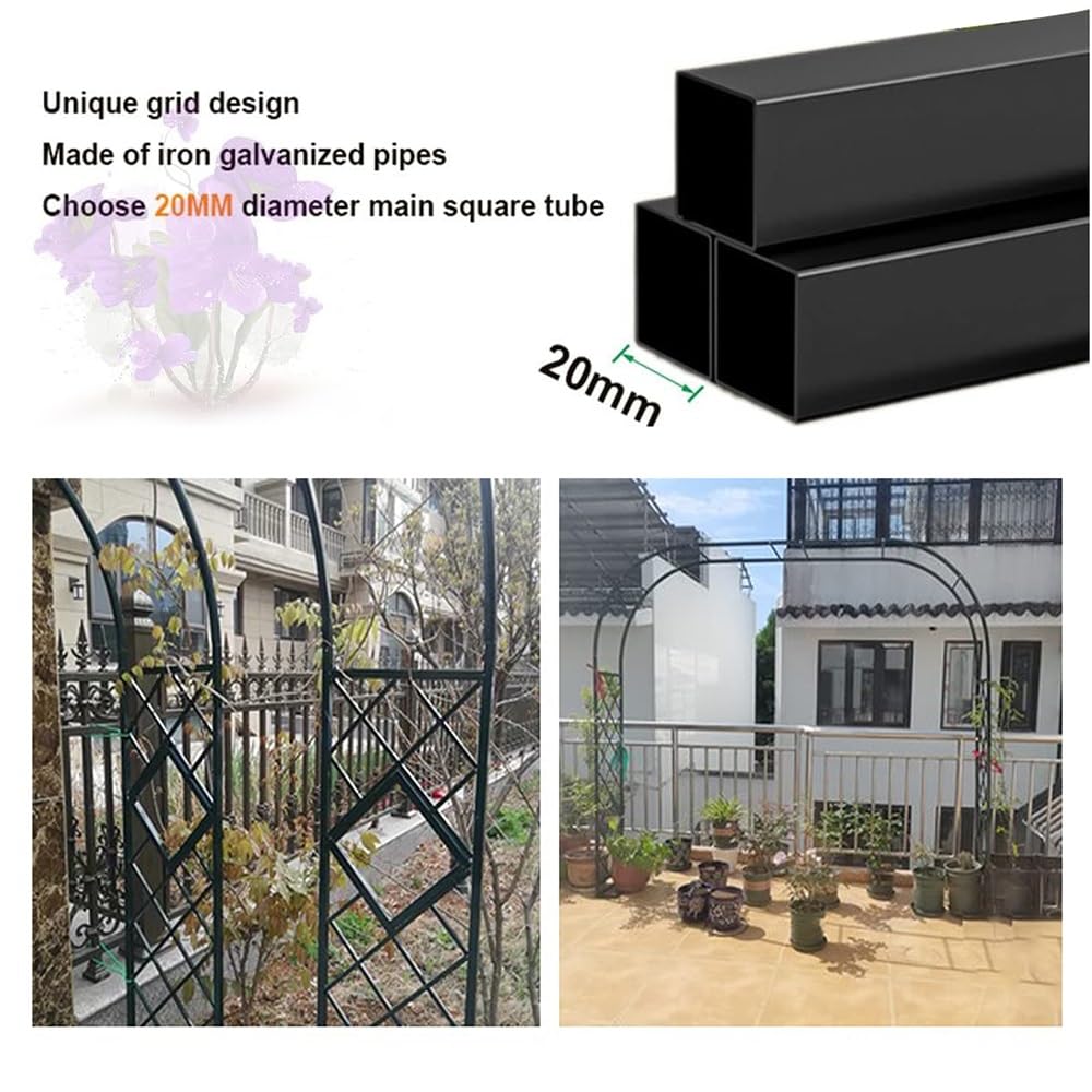 Treillis d'extérieur en métal noir pour plantes grimpantes, pergola résistant aux intempéries, support d'arche de jardin, robuste, 320 x 270 cm, idéal pour les fleurs et les vignes