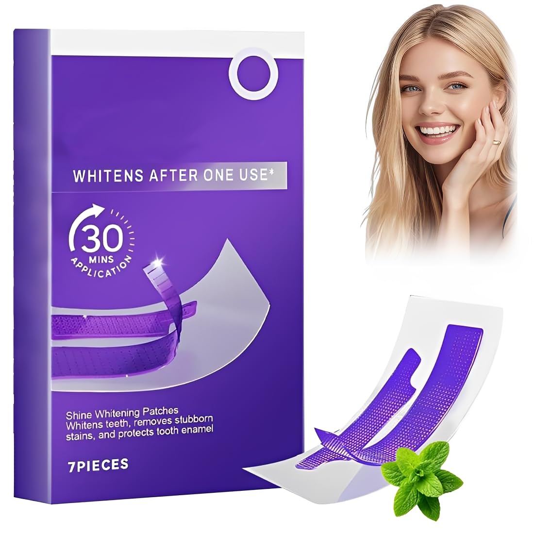 Strisce sbiancanti viola per denti - Tecnologia viola correttiva del colore - 14 strisce (7 utilizzi) - Adatte ai denti sensibili,Sicure per lo Smalt-C