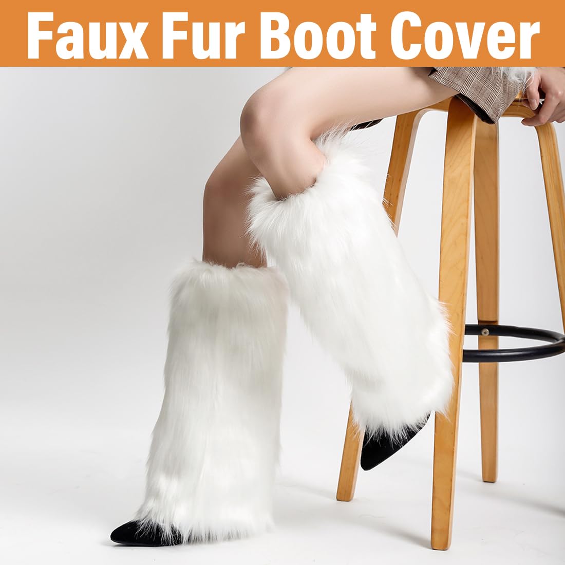 Guêtres Femme Fourrure Blanche 45cm - Jambières Y2K Chaudes Et Stylées Pour Bottes