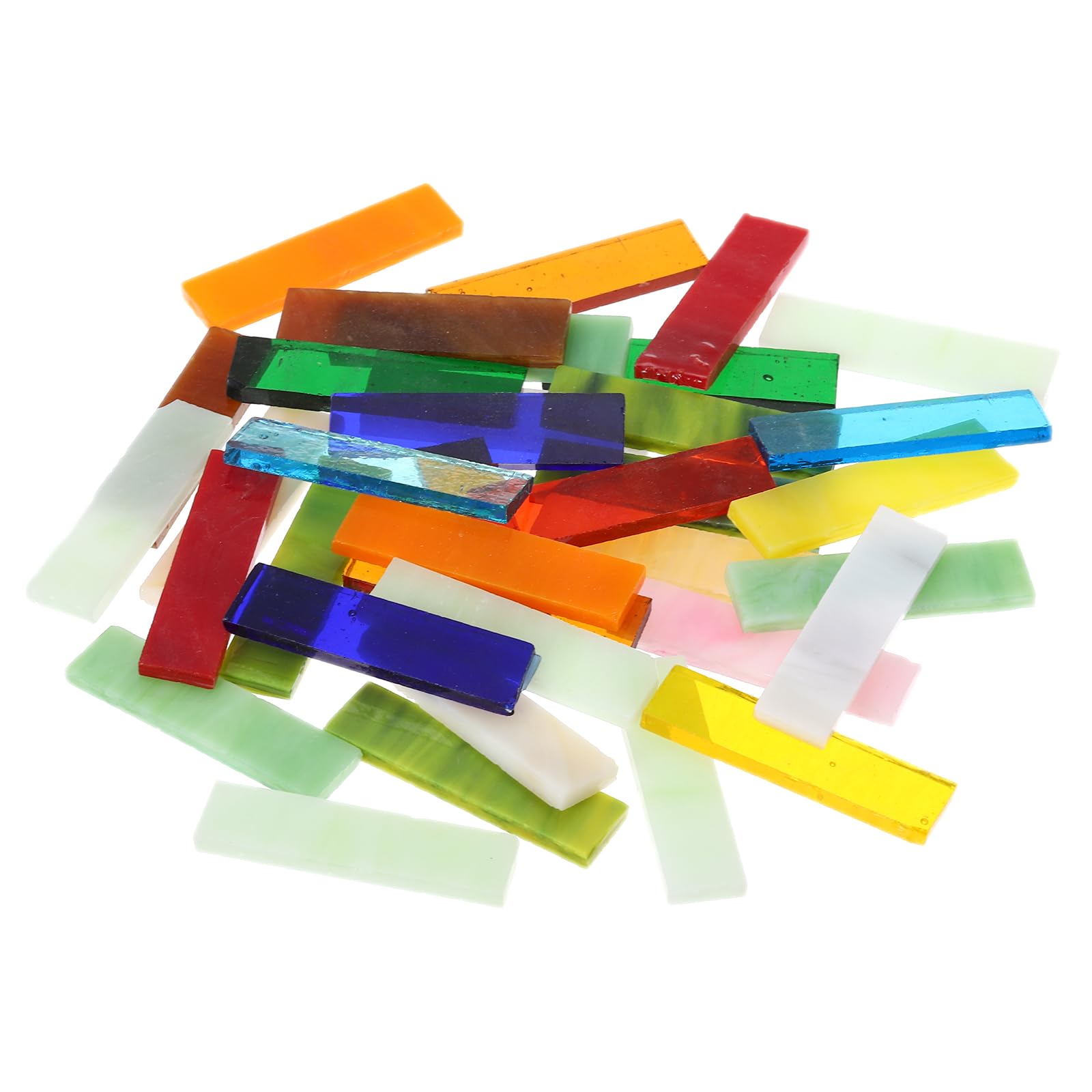 sourcing map Rectangular Mosaic Tiles Stained Glass Strips, 1.57" x 0.4" Multicolor Glass Pieces 300g/10.58 oz Mosaic Tile Making Supplies for DIY Handmade Crafts and Home Decoration