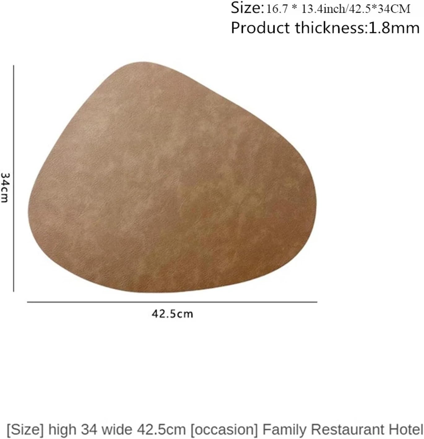 Leather Placemat,Teardrop Shape Cowhide Texture Double-Sided Non-Slip Nordic Style PU Place Mat Waterproof Oil-Resistant Mat 4-1(Starry Sky Grey-Grey,1 Pcs)