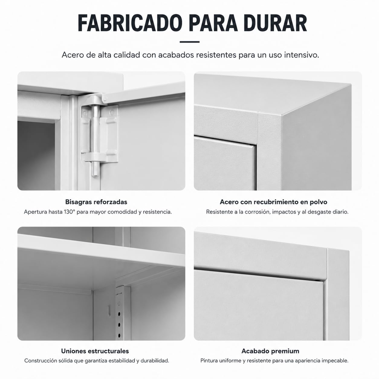 Armario Metálico Gris con Cerradura – Armario de Almacenamiento Multiusos con Puertas Dobles, Gran Capacidad y Diseño Resistente para Oficina, Hogar y Archivo (Gris, con Barra)