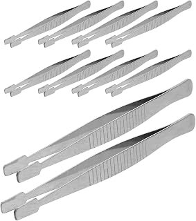 10pcs Stainless Steel Flat Tip Tweezers for Stamp Collecting