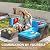 Devoko 5 Pieces Patio Furniture Sets All Weather Outdoor Sectional Patio Sofa Manual Weaving Wicker Rattan Patio Seating Sofas with Cushion and Glass Table (Blue)