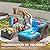 Devoko 5 Pieces Patio Furniture Sets All Weather Outdoor Sectional Patio Sofa Manual Weaving Wicker Rattan Patio Seating Sofas with Cushion and Glass Table (Blue)