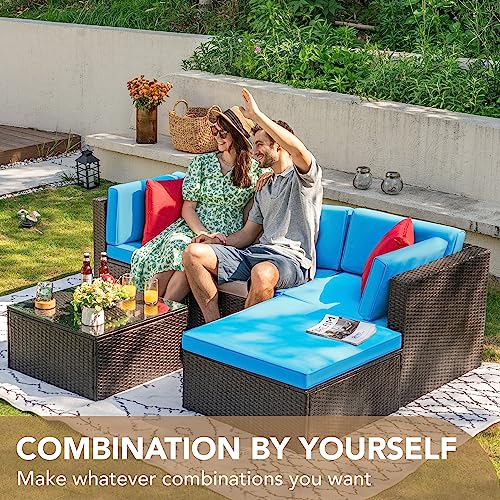 image for Devoko 5 Pieces Patio Furniture Sets All Weather Outdoor Sectional Pat