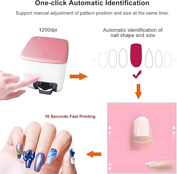 Mini Digital Nail Art Printer – Portable 3D Nail Printing Machine, Mobile App Control, 30s Fast Application, Own Design Gallery, Ideal for Salons & Personal Use