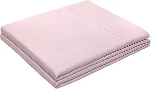 HBHLFZ King Flat Sheet - Ultra Soft Polyester Top Sheet - Hotel Quality Bed Sheets - Comfortable Wrinkle-Free - Easy to Care for - 1 King Flat Sheet Only(King,Light Pink)
