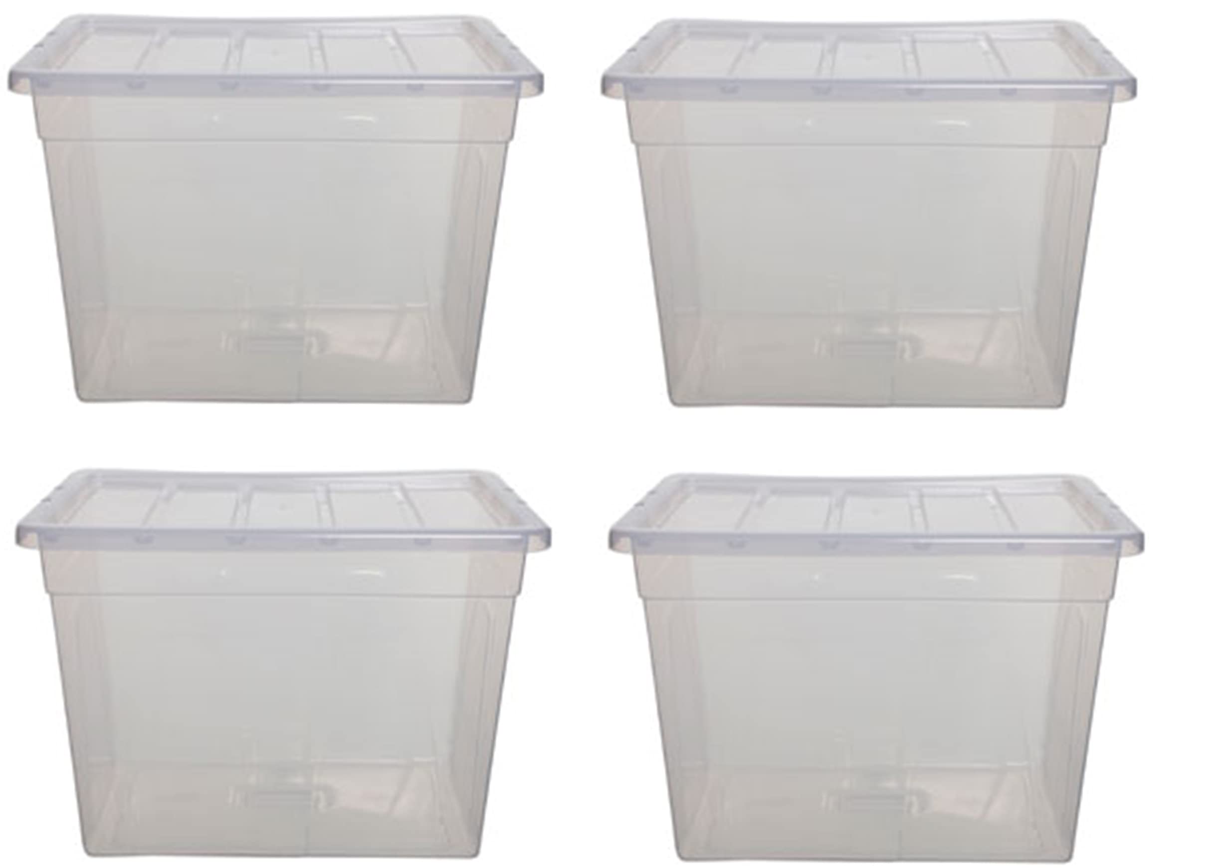 Whitefurze 64 Litre 56Cm X 38Cm X 41Cm Stacking Plastic Storage Tub / Tidy Box With Lid