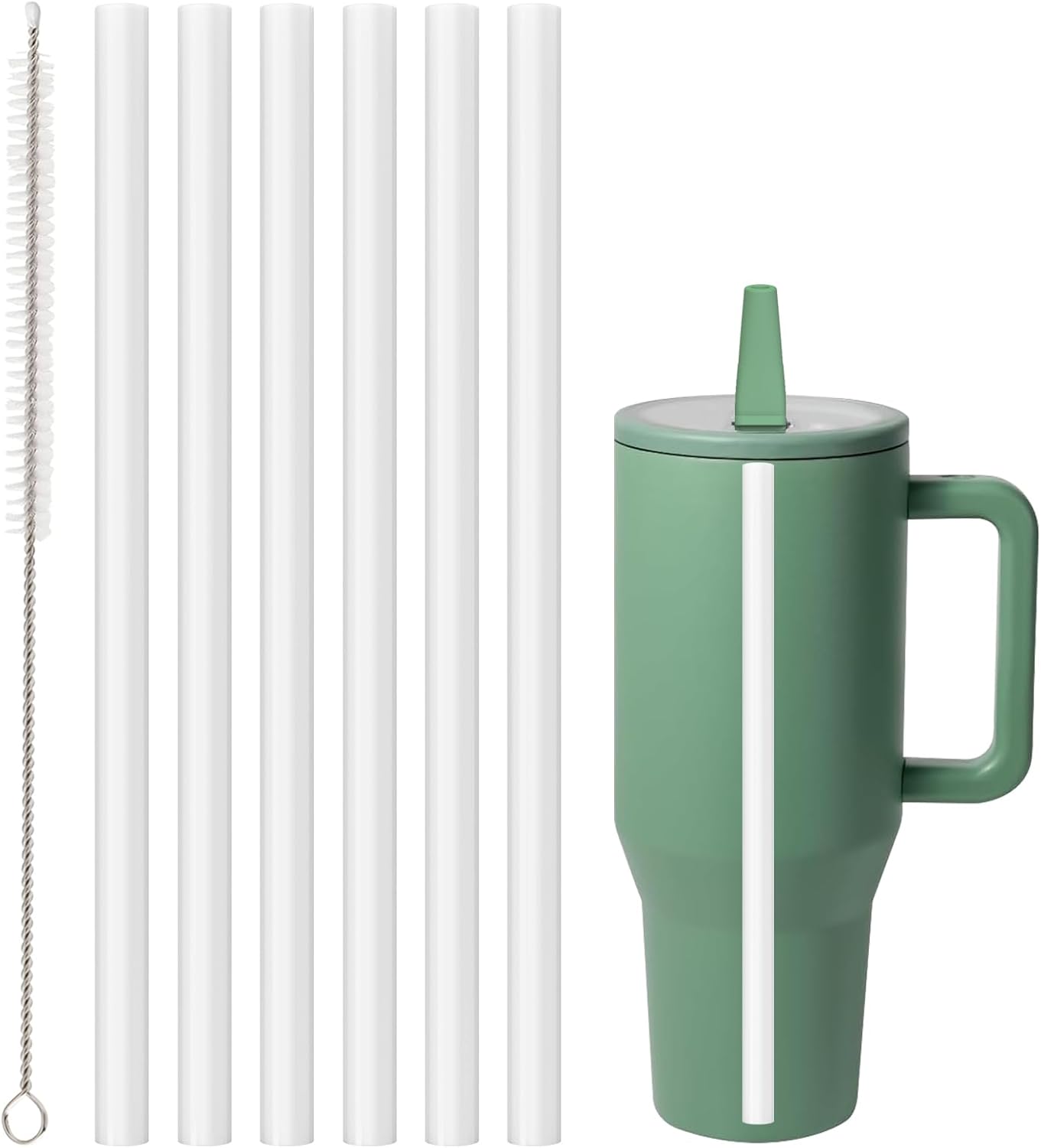 6 Pack Replacement Straw for Hydrojug Traveler 40 oz 32 oz 20 oz, Reusable Straws with Cleaning Brush for Hydrojug Traveler Tumbler Accessories, Dishwasher Safe