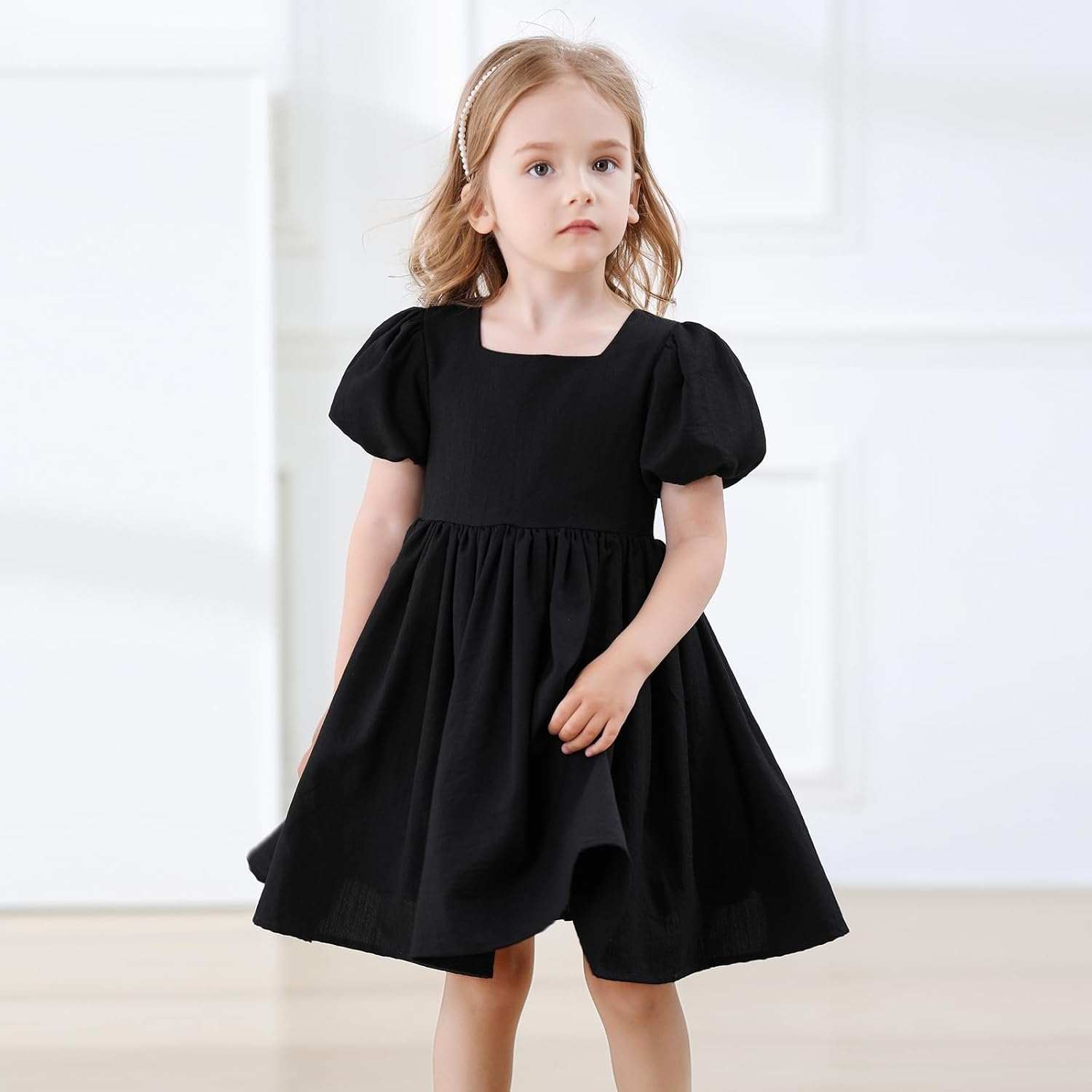 Tutu.kk Toddler Girls Casual Dress Puff Sleeve A-Line Swing Flared Party Birthday Formal Dresses 2-8 Years - Image 2