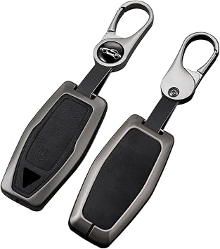 Zinc Alloy Leather Full Protection Car Key Fob Case Cover Compatible with Mitsubishi Outlander 2021 2022 2023 2024 2025 Waterproof Durable Key Protector 3 Buttons-B1 Black