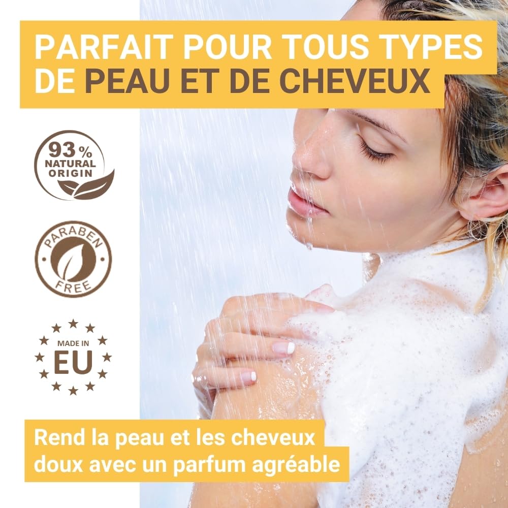 GPQ - Gel/Shampooing 2en1 NATURE 5 ltr. | 2 Bidons | 93% Natural Origin | Recharge doseur avec Après-shampooing sans Parabènes | Hôtel, B&B, Gîte Rural, Camping, Croisière, Gym... | Fabriqué dans l’UE
