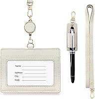 Vista 21 de boshiho - Soporte para tarjetas de identificación de crédito de piel auténtica con cordón elástico para el cuello, estilo vertical (negro)