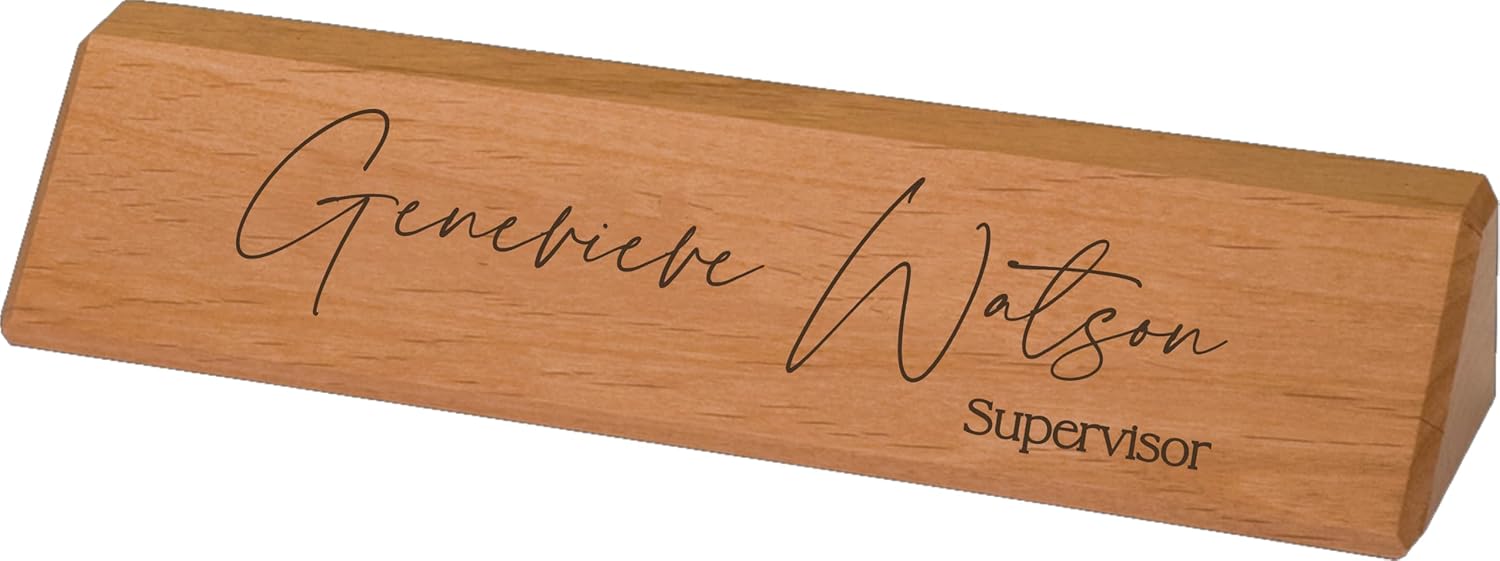 Walnut Office Desk Name Plate Personalized. Custom Name Plates for Desks. Office Desk Decor. Gift for Coworkers, Teachers, Graduates. Walnut Desk Wedge