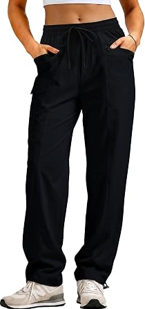 DISCIPBUSH Cargo Pants Women - Lightweight Womens Hiking Pants, Elastic Waist Joggers Quick Dry Travel Camping Hiking Outfit