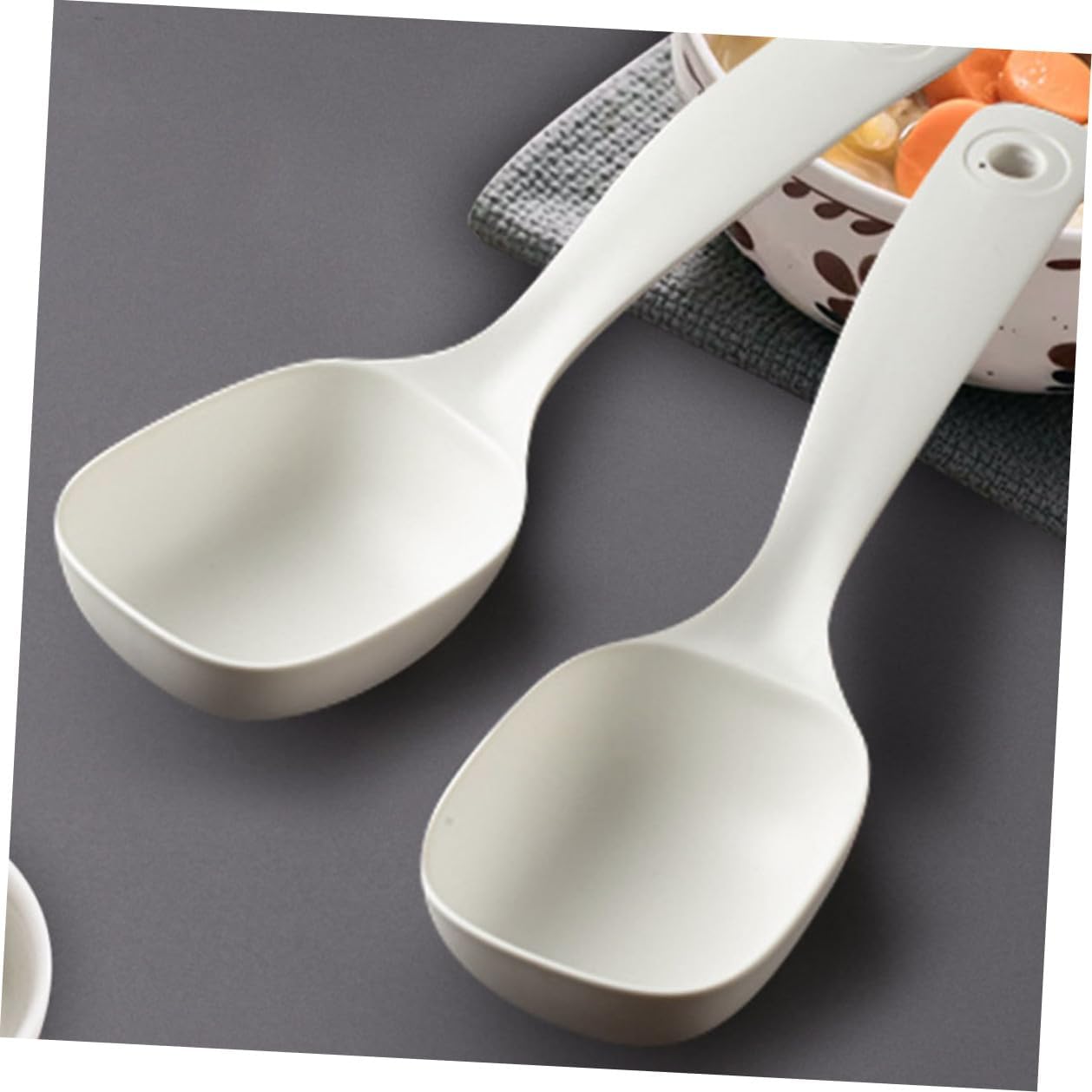 4pcs White PP Rice Ladle Serving Spoon for Kitchen Use
